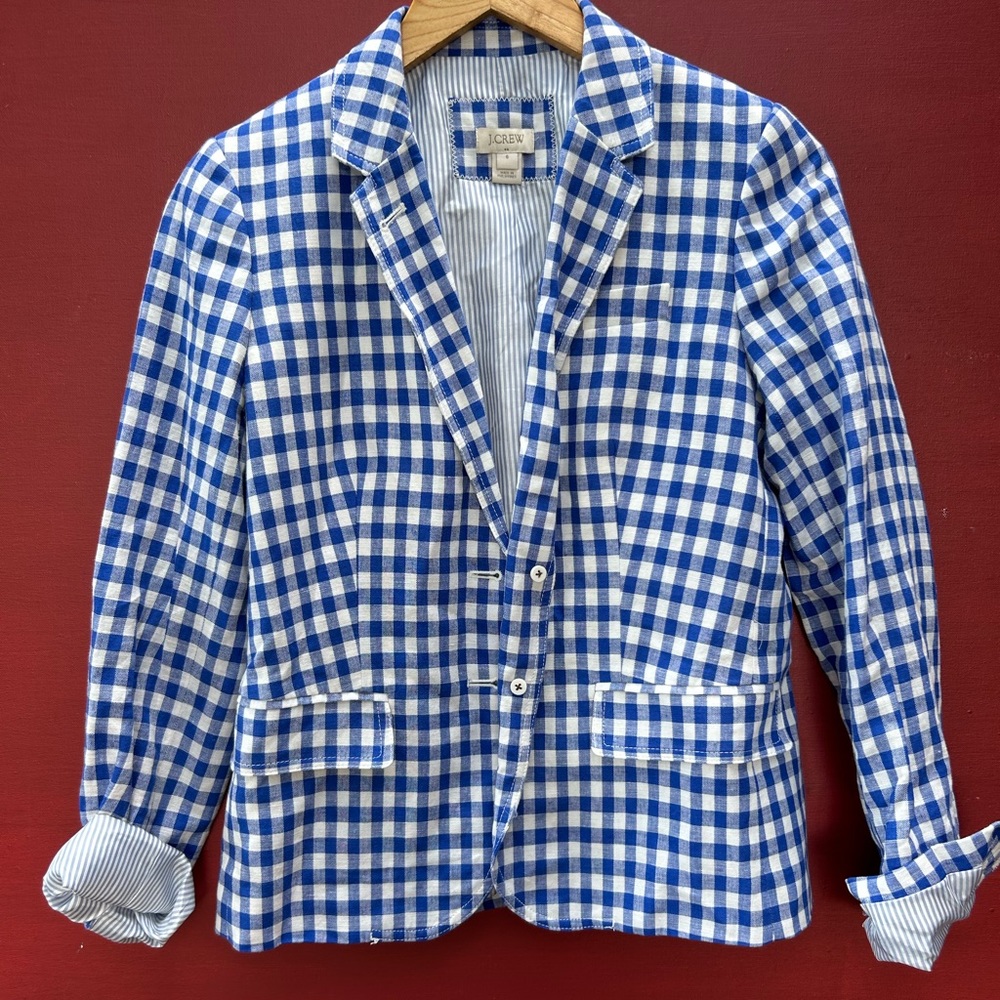 J Crew Factory Gingham Blazer